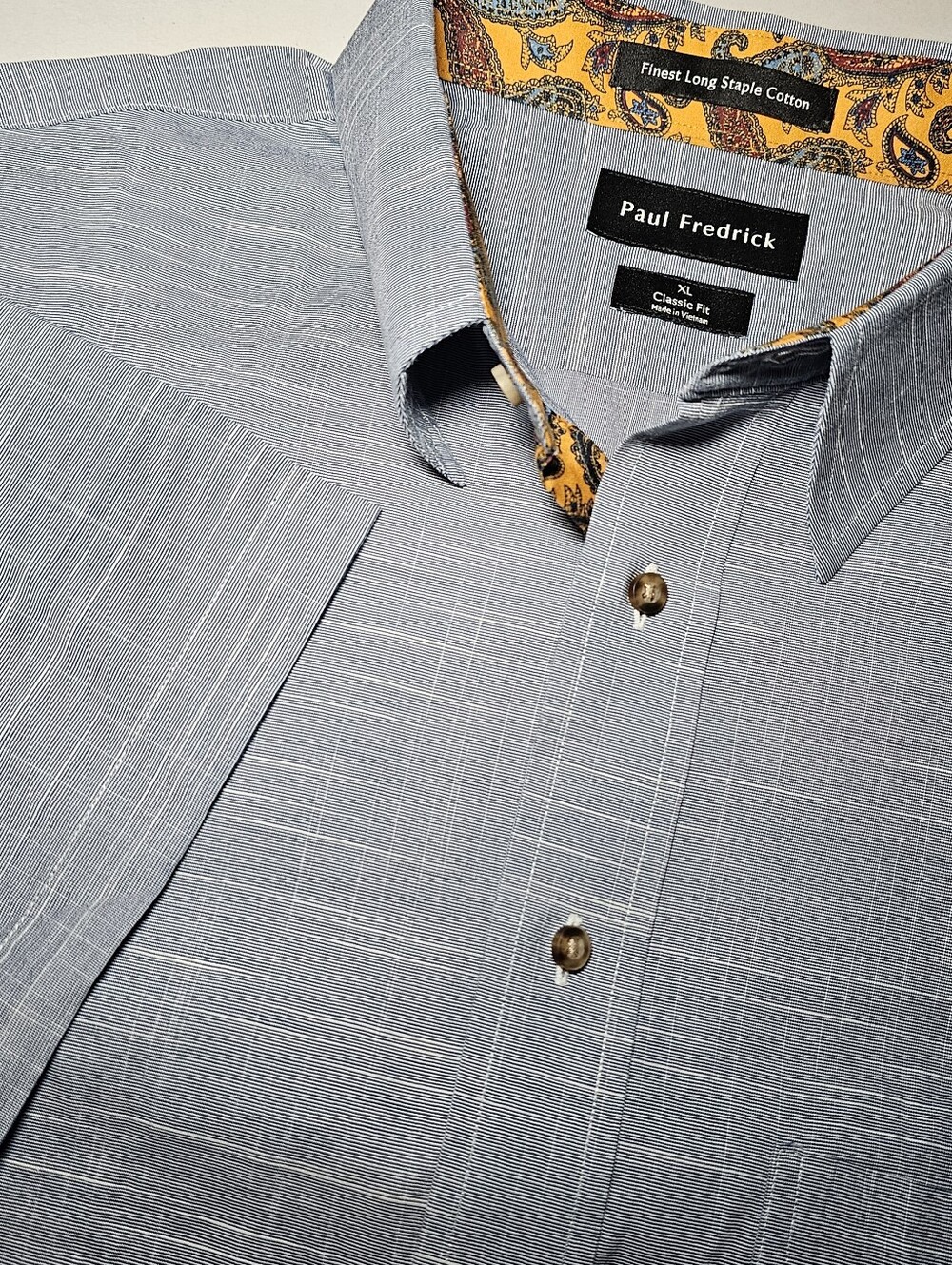 Paul Frederick Men’s Short Sleeve Shirt Size XL Classic Fit Contrasting Trim